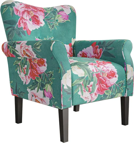 Miniatura 17 de BELLEZE Silla decorativa moderna, sillón de respaldo alto, sillón lateral tapizado estilo ala, sofá individual acolchado con patas de madera