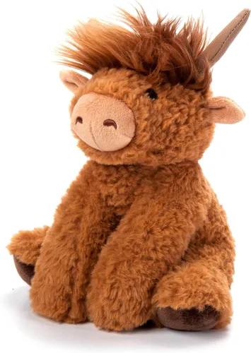 The Petting Zoo Highland Cow - Peluche de vaca, regalos para niños, animales salvajes de la vida silvestre, juguete de peluche de vaca, 9 pulgadas