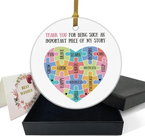 Miniatura 16 de REWIDPARTY Adorno floral de primo, placa de recuerdo para árbol de Navidad, regalo de graduación, cumpleaños, para mujeres y hombres, adorno