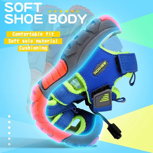 Miniatura 6 de Littleplum Sandalias para niños con puntera cerrada, sandalias deportivas para niños pequeños, zapatos de verano para niños grandes, caminar