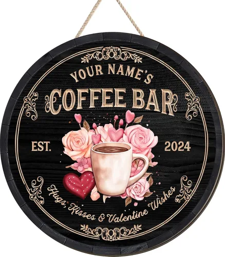 Miniatura 24 de Letrero de madera de barra de café personalizado, placa de pared para decoración de cocina, regalos personalizados para amantes del café, café 02