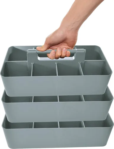 Miniatura 15 de Cesta grande portátil, divisores DIY, 8 compartimentos, organizador para suministros escolares, de oficina, para el hogar y negocios, cesta portátil