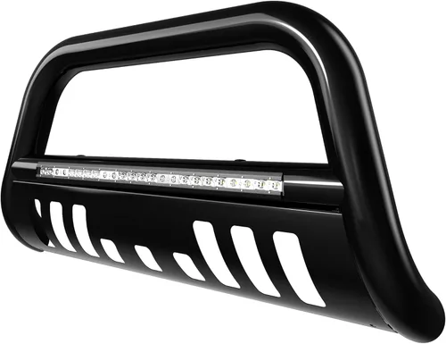 YITAMOTOR Bull Bar compatible con Toyota Tundra 2007-2021/Sequoia 2008-2022 con luz LED, cepillo de tubo negro de acero inoxidable de 3 pulgadas,