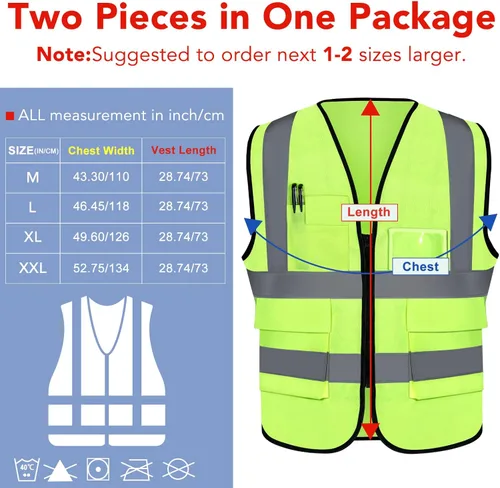 Miniatura 2 de XPCARE Chalecos de seguridad reflectantes para mujeres y hombres, chaleco de seguridad de alta visibilidad con bolsillos y cremallera frontal