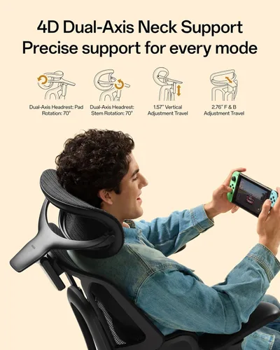 Miniatura 5 de Hbada E3 Air 2026 Silla de oficina ergonómica, soporte lumbar de 3 zonas, cómoda silla de oficina en casa con reclinación automática, reposacabezas