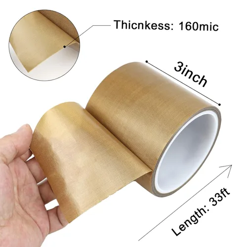 Miniatura 5 de Cinta adhesiva de fibra de vidrio de teflón, 3 pulgadas x 33 pies x 0.007 in Cinta adhesiva de fibra de vidrio revestida de PTFE de alta temperatura