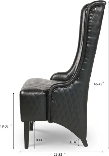 Miniatura 2 de Sillas de comedor tapizadas de piel sintética retro, respaldo alto, sillas de trono King para comedor y cocina, color negro