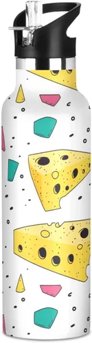 Miniatura 10 de Botella de agua aislada con popote Kawaii Lion White de doble pared aislada al vacío ligera para deportes, gimnasio, viajes al aire libre, escuela 01