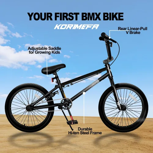 Miniatura 2 de KORIMEFA Bicicleta BMX Freestyle 18 20 pulgadas para niños y niños, bicicleta de trucos para 7-12 años, pernos Pro/Guro a elegir, marco de acero