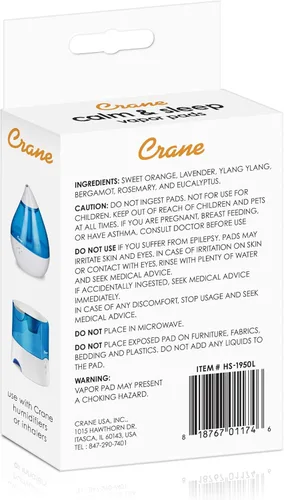 Miniatura 6 de Crane Paquete de humidificador ultrasónico de gotas con almohadillas de vapor naranja lavanda