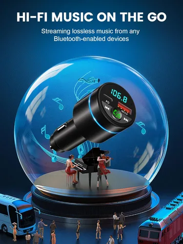 Miniatura 4 de RIWUSI Transmisor FM para automóvil Bluetooth 5.3, [Todo Metal] PD 30 W y QC3.0 18 W cargador rápido para automóvil, Kit de radio FM inalámbrica