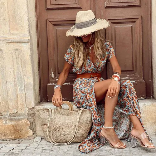 Miniatura 3 de FQZWONG Vestidos para mujer 2023 para vacaciones en la playa, casual, elegante, de manga corta, sexy, para fiesta, club, vestido de salida