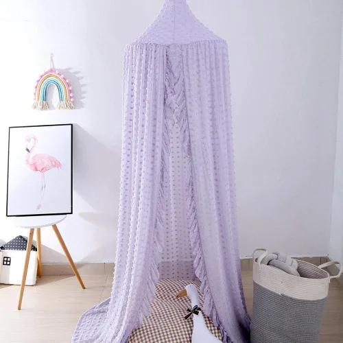 Miniatura 6 de Toldo para cama infantil para niñas, toldo colgante de princesa beige para cuna, tienda de campaña para niños pequeños, red para cama de bebé, Morado