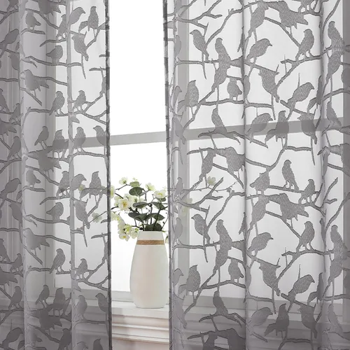 Miniatura 21 de OVZME Anji - 2 paneles de cortinas traslúcidas de gasa marrón de 72 pulgadas de largo para dormitorio, doble bolsillo para barra, tela ligera