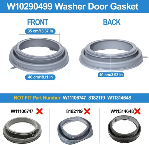 Miniatura 2 de Fuelle de sello de puerta de lavadora W10290499 mejorado compatible con sello de puerta Whirlpool Duet Washer WFW9150WW01 WFW9150WW00 WPW10381562