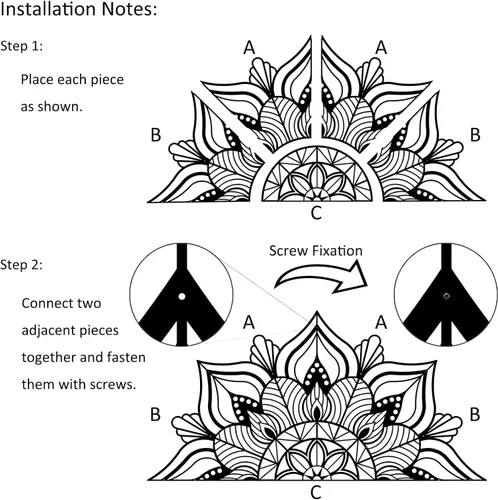 Miniatura 7 de Resama - Decoración de pared de metal grande Mandala, arte de pared único de flor de loto, adecuado para decoración de interiores y exteriores
