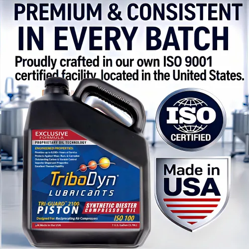 Miniatura 9 de Tri-Guard 2100 Aceite de compresor de aire sintético para compresores de pistón - 8,000 horas de vida, ISO 100 SAE 30 sin detergente (1 galón)