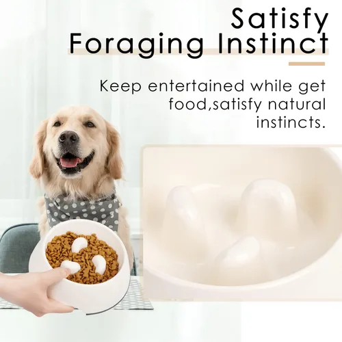 Miniatura 6 de Comedero lento antigolpes de diseño súper, comedero lento para perros, comedero interactivo para mascotas, comedores rápidos Blanco