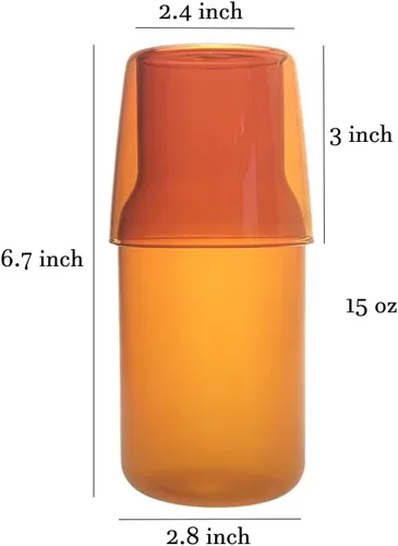Miniatura 3 de Sizikato Jarra de Agua de Mesita de Noche de Cristal Transparente de 15 Oz con Vaso de Cristal.