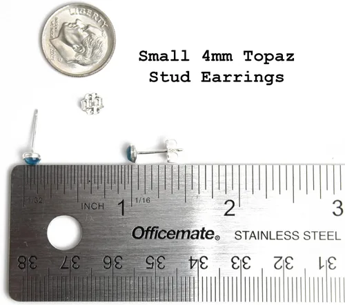 Miniatura 49 de Aretes de tuerca con piedras preciosas para mujeres y niñas, bisel redondo de 0.157 in de plata esterlina 925