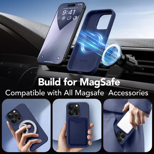 Miniatura 522 de GONEZ Funda de silicona para iPhone 15 Pro Max, compatible con Magsafe, protector de cámara + protector de pantalla, forro de microfibra suave