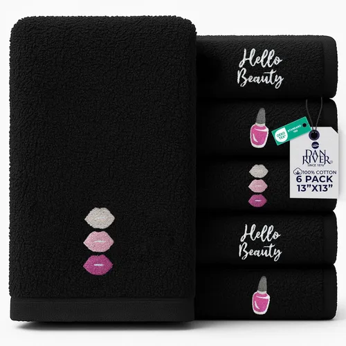 Miniatura 20 de DAN RIVER Paquete de 12 toallas faciales 100% algodón de alta calidad para baño, paños reutilizables para ducharse, 12 x 12 pulgadas, paños de lujo