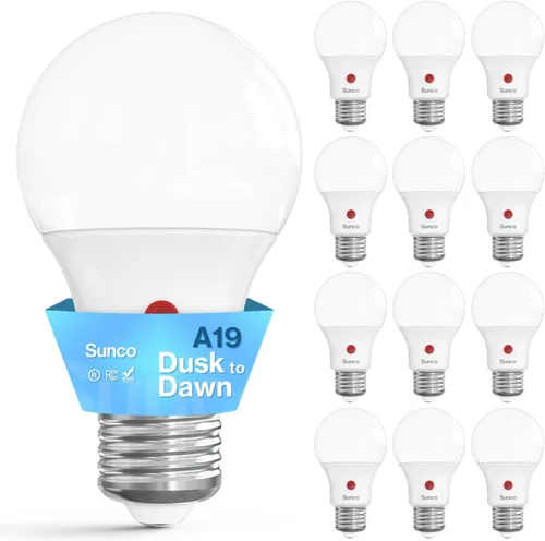 Miniatura 9 de Sunco Paquete de 6 Bombillas de Luz de Atardecer a Amanecer para Exteriores A19, Fotocélula Automática para Iluminación Exterior, 800 LM, 9W Blanco