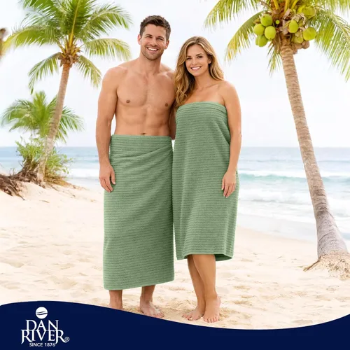 Miniatura 196 de DAN RIVER Paquete de 2 sábanas de baño de 35x70 pulgadas, sábanas de baño jumbo acanaladas para adultos, toallas grandes gruesas y absorbentes