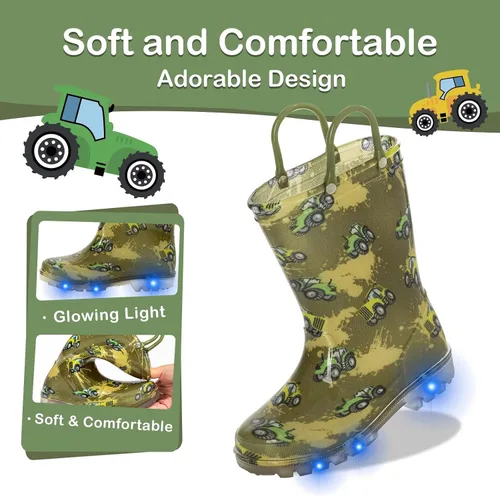 Miniatura 5 de Botas de lluvia para niños y niñas, botas impermeables con asas