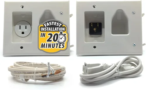 Miniatura 3 de DataComm Electronics 50-3331-WH-KIT, juego organizador de cable de TV, panel plano (pequeño) Kit organizador con solución de poder Blanco