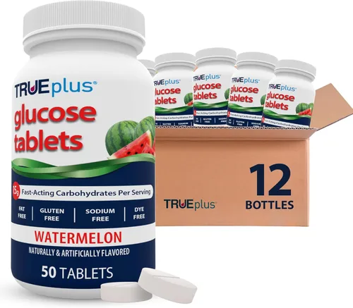 Miniatura 19 de TRUEplus® Tabletas de glucosa, sabor surtido (uva, frambuesa, naranja), botella de 50 unidades (1)