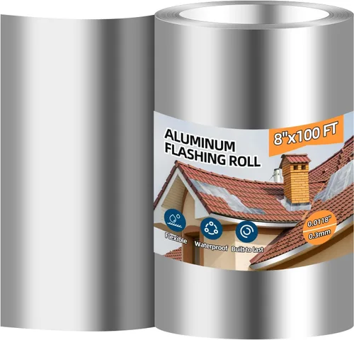 Miniatura 9 de Rollo de Sellado de Aluminio, 6'' x 50' Rollo de Metal para Techos y Jardín, Previene Manchas en Techos, Grosor de 0.019 pulgadas/0.3 mm (26GA) Tira