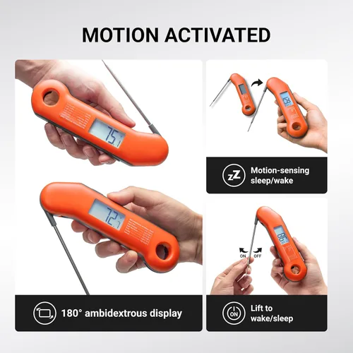 Miniatura 4 de Termómetro profesional para carne digital, lectura instantánea ultrarrápida de 0.5 seg, precisión certificada por NIST ±0.5°F, impermeable IP67