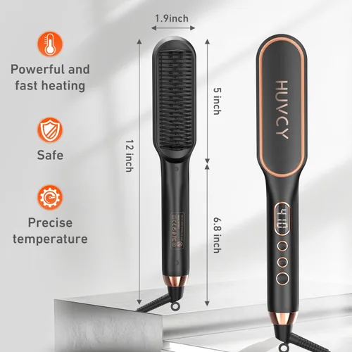 Miniatura 3 de Cepillo alisador de pelo, cepillo alisador eléctrico con calentamiento rápido de cerámica, alisador de pelo para mujeres, peine térmico de doble