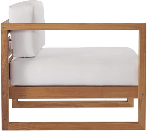 Miniatura 9 de Modway EEI-4256-NAT-WHI-SET Sofá biplaza seccional de 2 piezas de madera de teca para patio, color blanco natural