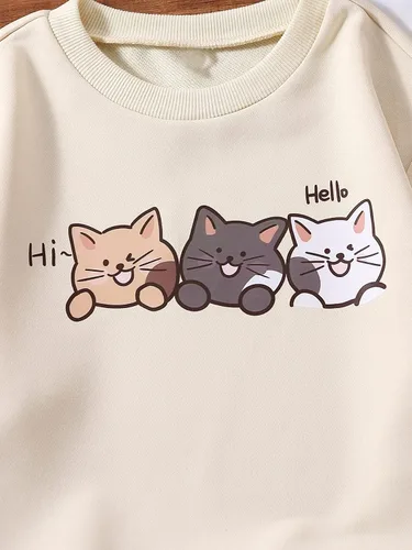 Miniatura 4 de SOLY HUX Sudadera de manga larga con cuello redondo y estampado de letras de corazón para niña