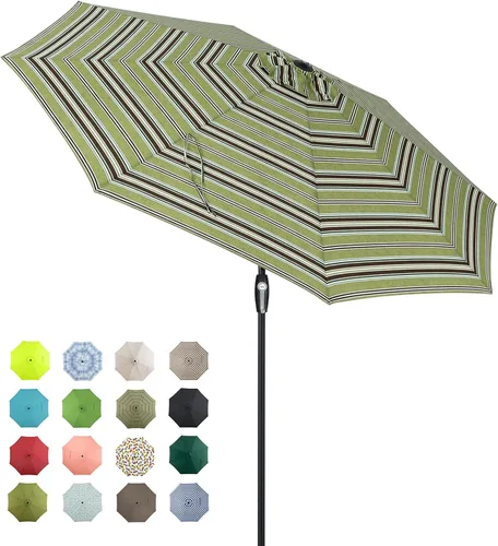 Miniatura 10 de Tempera Patio Market Outdoor Table Umbrella with Auto Tilt and Crank, Large Sun Umbrella with Sturdy Pole & Fade Resistant Canopy, Easy to Set Verde