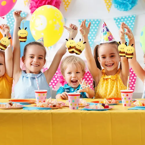 Miniatura 6 de Sratte 8 piezas 9.99 centímetros de abejas de peluche de 3.94 pulgadas, abeja pequeña de peluche suave, abeja de miel de peluche, llaveros