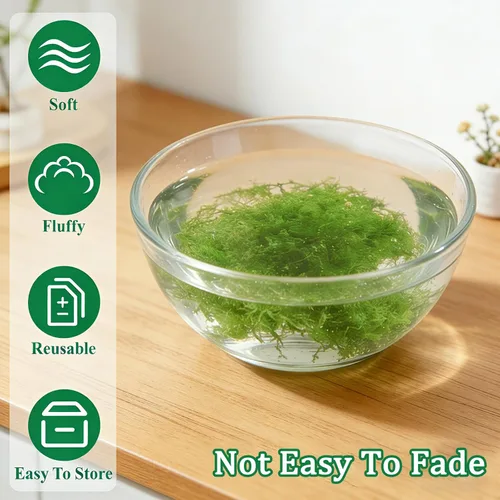 Miniatura 6 de Musgo verde falso – Musgo artificial para plantas de interior, imitación para manualidades, decoración de jardín de hadas de bricolaje, centros