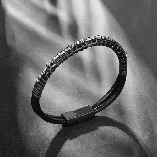Miniatura 4 de Pulseras para hombre con código morse para hombre, pulsera de cuero con texto en inglés «I Love You», regalo de joyería para hombre y hombre
