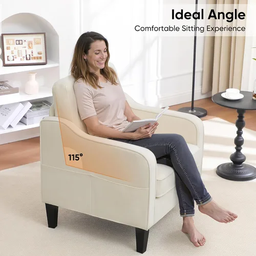 Miniatura 7 de Silla decorativa para sala de estar, silla de lectura moderna de mediados de siglo para dormitorio, sillón tapizado con bolsillos laterales, cómodo