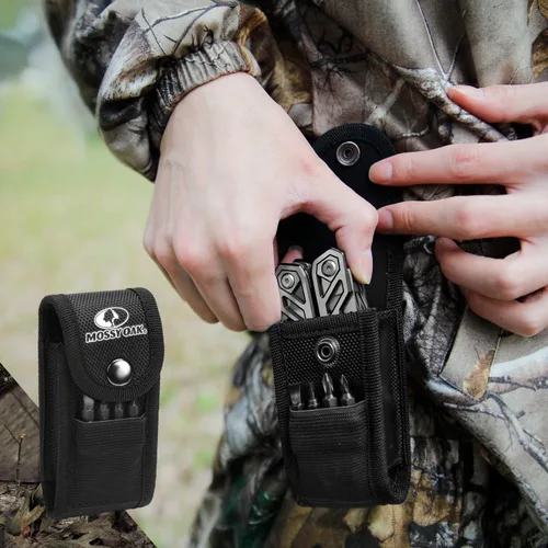Miniatura 7 de MOSSY OAK Multiherramienta, cuchillo de bolsillo de acero inoxidable 21 en 1 con funda de destornillador, alicates autobloqueantes con funda