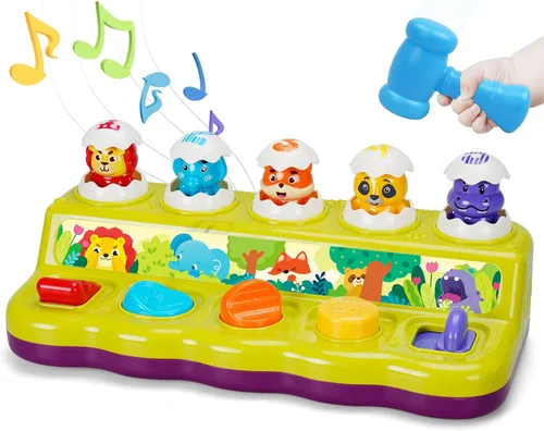 FS Juguete desplegable para niños pequeños con música y luz, causa y efecto para bebés de 6, 9, 12, 18 meses, juguetes educativos de aprendizaje
