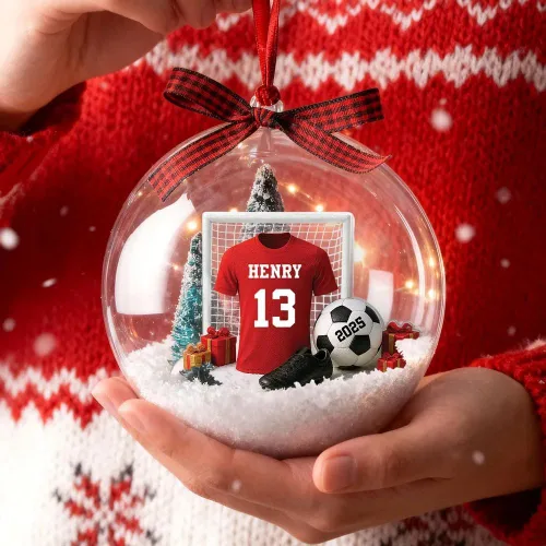 Miniatura 7 de Adorno de fútbol personalizado, adorno 2D de Navidad de fútbol, decoración del árbol de Navidad para jugadores y fanáticos del fútbol, adornos Ds1