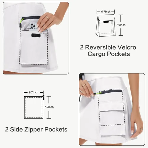 Miniatura 3 de MIVEI Falda pantalón tipo cargo de senderismo para mujer, cintura alta, para viajes, atlética, golf, casual, con bolsillos con cremallera, de secado