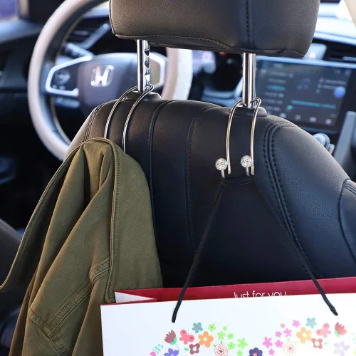 Miniatura 7 de SAVORI - Ganchos para auto, organizadores brillantes para reposacabezas de automóvil, ganchos para asientos, resistentes y duraderos, almacenamiento