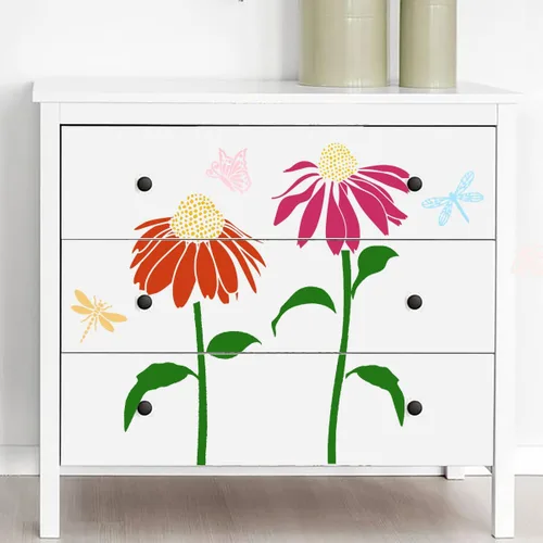 Miniatura 3 de Plantillas de flores grandes para pintar en plantillas de valla de madera para exteriores, plantilla de flor de cono de margarita reutilizable