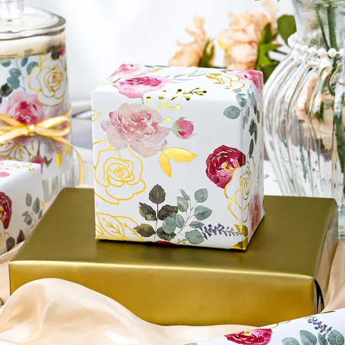 Miniatura 5 de Merture Rollo de Papel de Regalo con Rosas de Acuarela - 17 Pulgadas x 32.8 Pies (46.5 pies cuadrados) Papel de Regalo Floral de Papel Aluminio