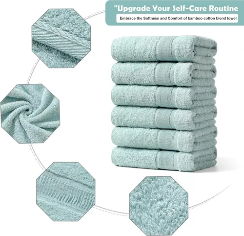 Miniatura 2 de Aibaser Toallas de mano - 16x30 pulgadas - Toallas de mano ligeras y altamente absorbentes para baño, viaje, gimnasio, ducha y spa (Azul)