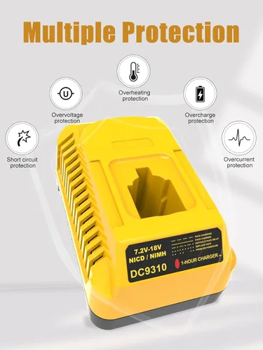 Miniatura 6 de Powilling DC9310 Cargador rápido de repuesto para cargador de batería Dewalt de 18 V DC9096 DC9098 DC9099 DC9091 DC9071 DE9057 DW9096 compatible
